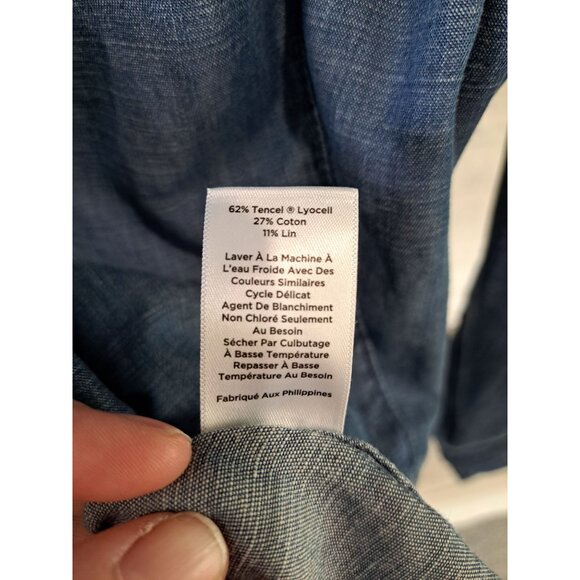 Talbots Womens Linen Blend Denim Chambray Blazer Jacket IX Single Button Front - Picture 9 of 12